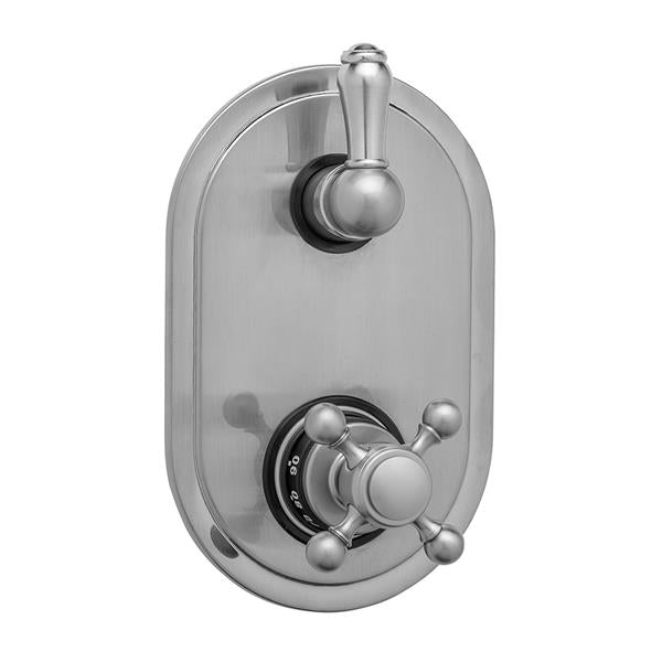 Jaclo - Oval Plate with Ball Cross Thermostatic Valve with Regency Peg Lever Built-in 2-Way Or 3-Way Diverter/Volume Controls (J-TH34-686 / J-TH34-687 / J-TH34-688 / J-TH34-689)
