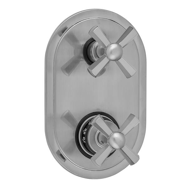 Jaclo - Oval Plate with Hex Cross Thermostatic Valve with Hex Cross Built-in 2-Way Or 3-Way Diverter/Volume Controls (J-TH34-686 / J-TH34-687 / J-TH34-688 / J-TH34-689)