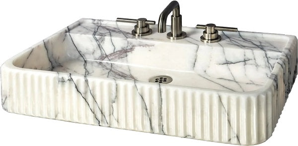 Stone Forest - Fluted Lumbre Sink, Specify Faucet Drilling If Required.