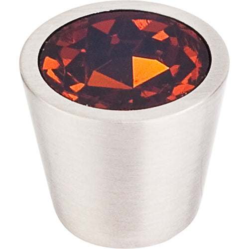 Top Knobs - Wine Crystal Center 13/16 Inch Diameter Round Knob - Brushed Satin Nickel