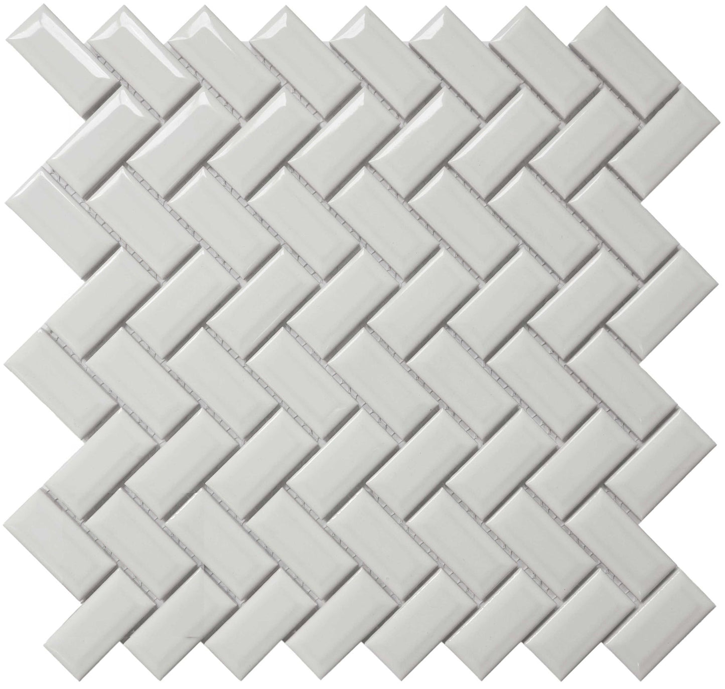 Roca Tile - White Bright 12 x 12 Diamond Herring Mosaic