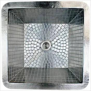 Linkasink - Drop-In Small Square Kitchen Sink W/ Stainless Steel Mosaic Interior