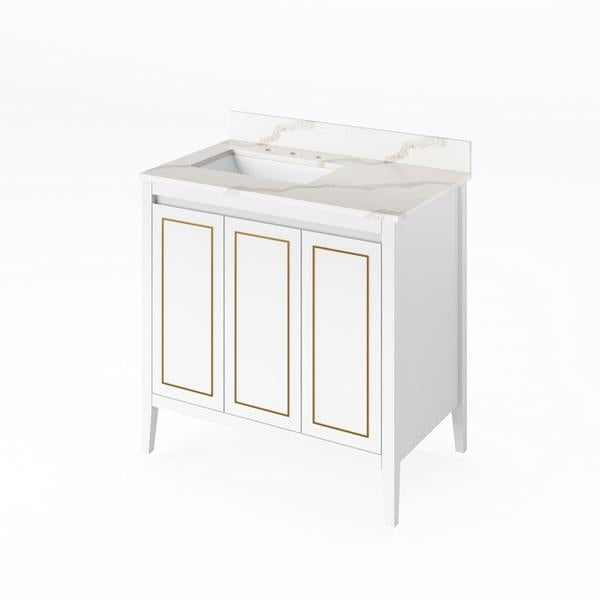 Jeffrey Alexander - 36 Inch Percival Vanity, left offset with Vanity Top and undermount rectangle bowl