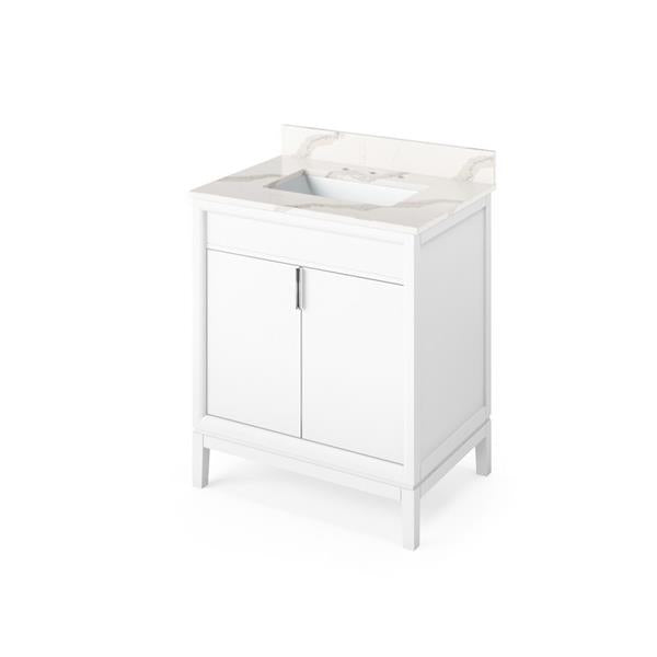 Jeffrey Alexander - 30 Inch Theodora Vanity with Vanity Top and undermount rectangle bowl
