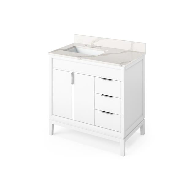 Jeffrey Alexander - 36 Inch Theodora Vanity, left offset with Vanity Top and undermount rectangle bowl