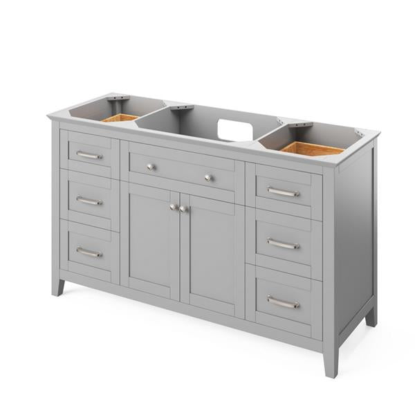 Jeffrey Alexander - 60 Inch Chatham Single Sink Free Standing Vanity Cabinet - Less Vanity Top