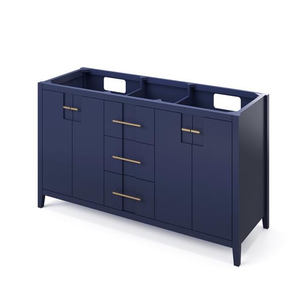 Jeffrey Alexander - 60 Inch Katara Double Bowl Single Sink Free Standing Vanity Cabinet - Less Vanity Top