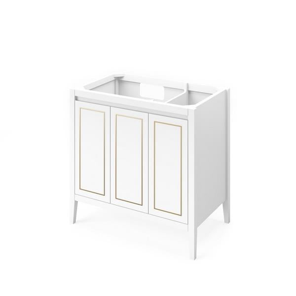 Jeffrey Alexander - 36 Inch Percival left offset Single Free Standing Vanity Cabinet - Less Vanity Top