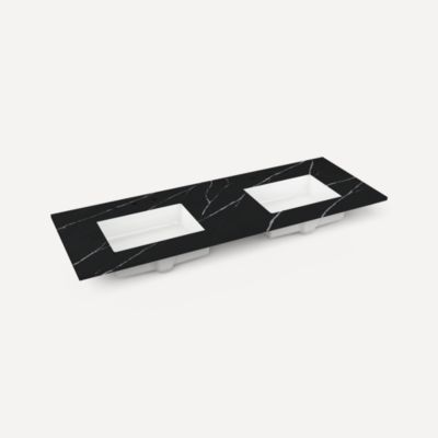 Robern - Mackey / Sendai 60 Inch Quartz vanity top with two single basin sinks