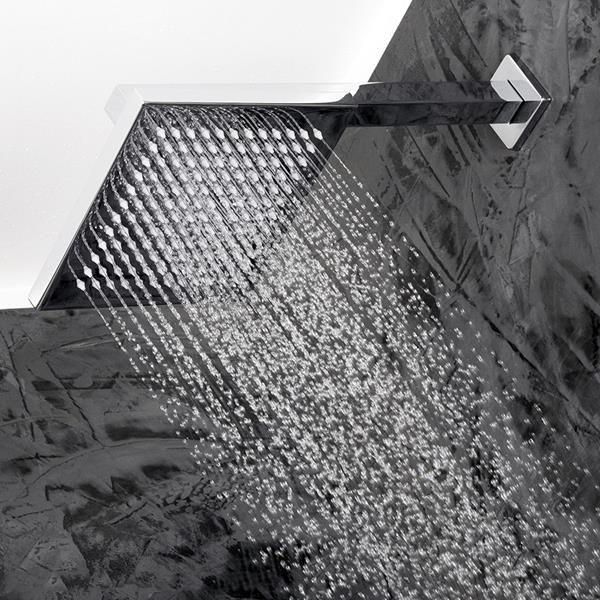 Lacava - Waterblade Wall-Mount Or Ceiling-Mount Tilting Square Rain Shower Head, 100 Rubber Nozzles