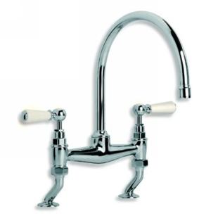 Lefroy Brooks - Classic White Lever Deck Mounted Kitchen Bridge Mixer