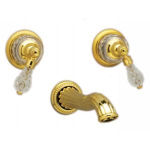 Phylrich - Regent Cut Crystal Wall Mounted Lavatory Faucet - Trim Only - Cut Crystal Handle