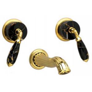 Phylrich - Valencia Black Marble Lever Handles, Wall Mounted Lavatory Faucet - Trim Only