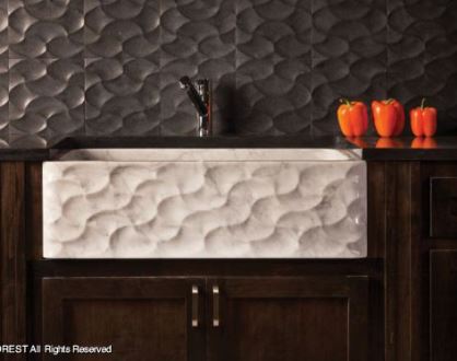 Stone Forest - Wave Front Farmhouse Sink - Honed Basalt
