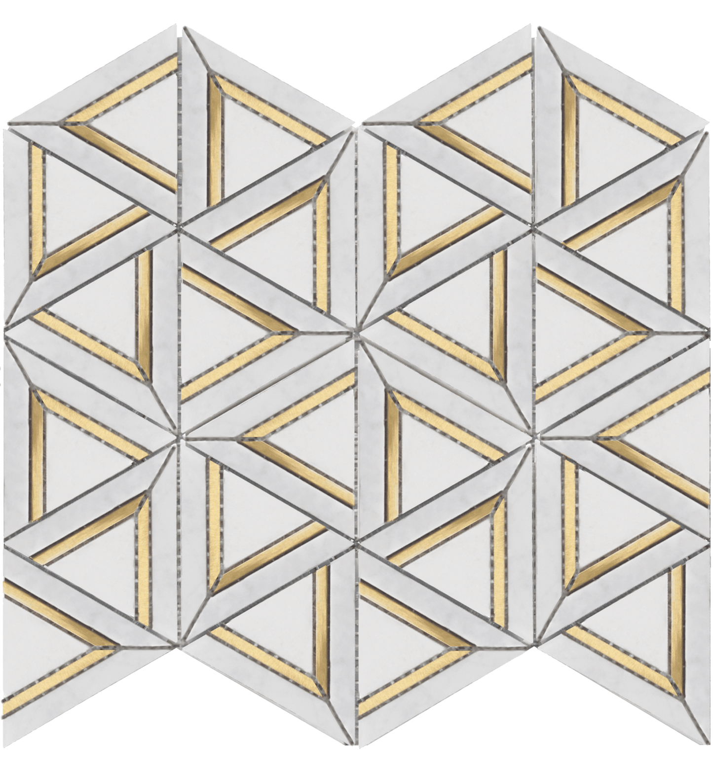Roca Tile - Carrara White Metal Geo 12 x 14 Mosaic