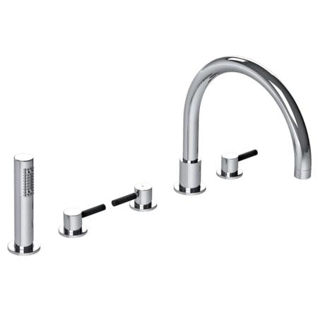Lefroy Brooks - Zu Lever 5-Hole Bath Trim With Pull-Out Hand Shower