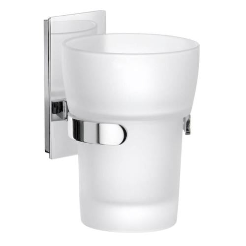 Smedbo - Pool Holder In Polished Chrome With Frosted Glass Tumbler