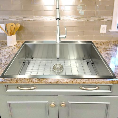 Nantucket Sinks - 33 Inch Large Rectangle Single Bowl Self Rimming Zero Radius SS Drop In Kitchen Sink