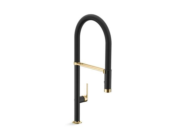 Kallista - Juxtapose Semi-Professional Kitchen Faucet with Brushed Moderne Brass Accents