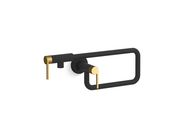 Kallista - Juxtapose Wall-Mount Pot Filler with Brushed Moderne Brass Accents
