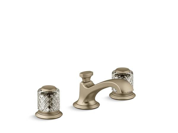 Kallista - Script Decorative Sink Faucet, Low Spout, Saint-Louis Flannel Grey Crystal Knob Handles