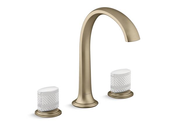 Kallista - Script Decorative Sink Faucet, Arch Spout, White Porcelain Knob Handles