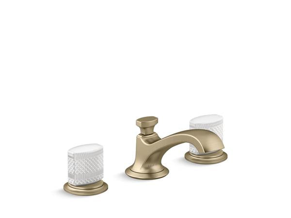 Kallista - Script Decorative Sink Faucet, Low Spout, White Porcelain Knob Handles