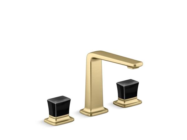 Kallista - Per Se Decorative Sink Faucet, Tall Spout, Black Crystal Knob Handles