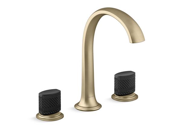 Kallista - Script Decorative Sink Faucet, Arch Spout, Black Porcelain Knob Handles