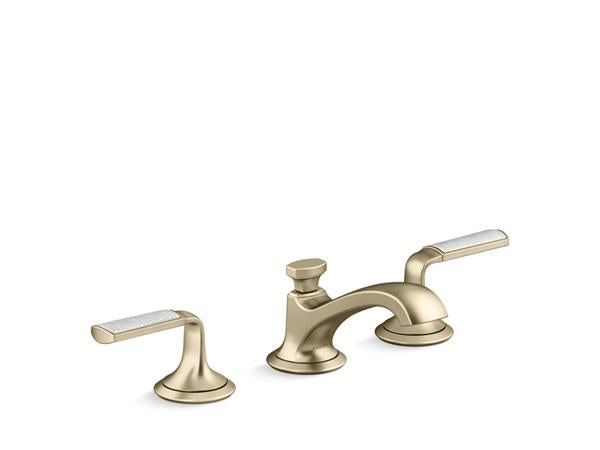 Kallista - Script Decorative Sink Faucet, Low Spout, Enamel Frost Wave Lever Handles