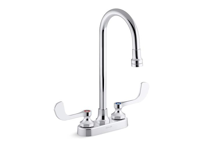 Kohler - Triton Bowe 0.35 Gpm Centerset Lavatory Faucet, Gooseneck Spout And Wristblade Handles Less Drain