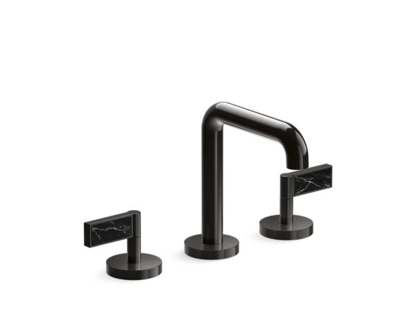 Kallista - One Decorative Sink Faucet, Tall Spout, Nero Marquina Stone Insert Lever Handles