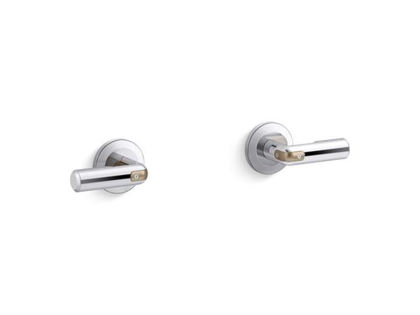 Kallista - Vice Wall-Mount Bath Faucet Handles - Brushed Broze/Polished Chrome