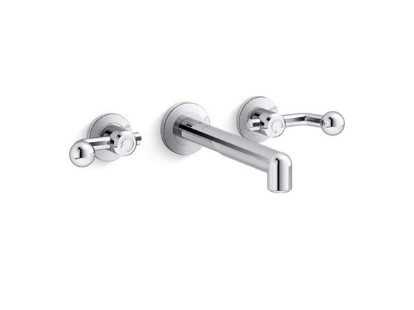 Kallista - Vice Wall Mount Widespread Sink Faucet, Crank Handles - Polished Chrome