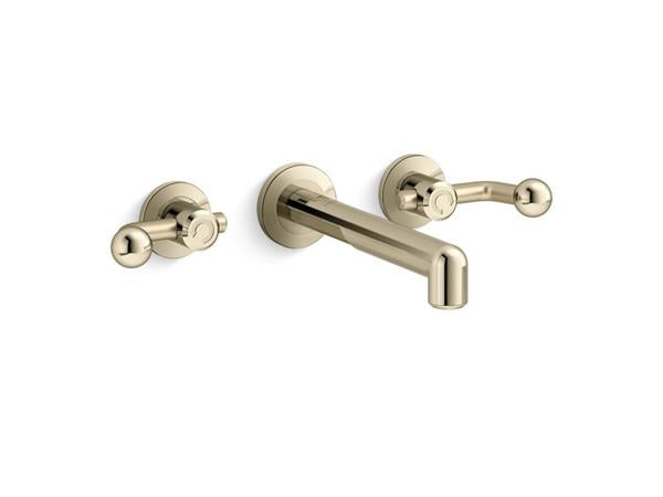 Kallista - Vice Wall Mount Widespread Sink Faucet, Crank Handles - French Gold