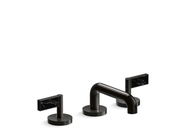 Kallista - One Decorative Sink Faucet, Low Spout, Nero Marquina Stone Insert Lever Handles