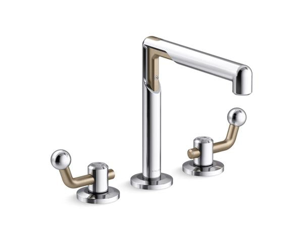Kallista - Vice Deck Mount Bath Faucet, Crank Handle - Brushed Broze/Polished Chrome