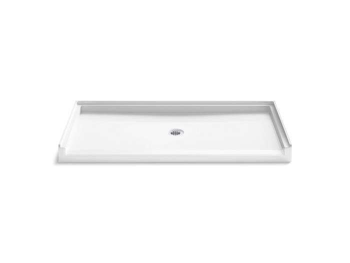 Kohler - Stoneridge 62X31 Inch Shower Base, Center Drain-Roll In Ada - Honed White