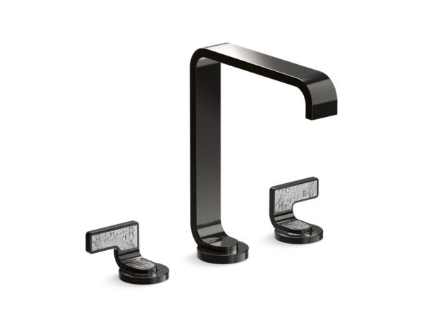 Kallista - Guise Widespread Sink Faucet, Tall Spout, Transparent White Wave Lever Handles