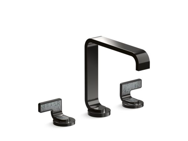 Kallista - Guise Widespread Sink Faucet, Standard Spout, Steel Grey Wave Lever Handles