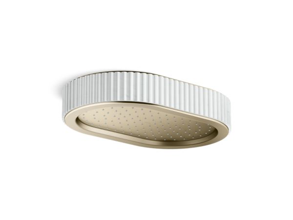 Kallista - Bandeau Rain Showerhead, White Carrara band