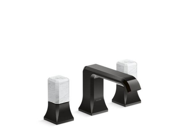 Kallista - Bezel Widespread Sink Faucet, White Carrara Stone