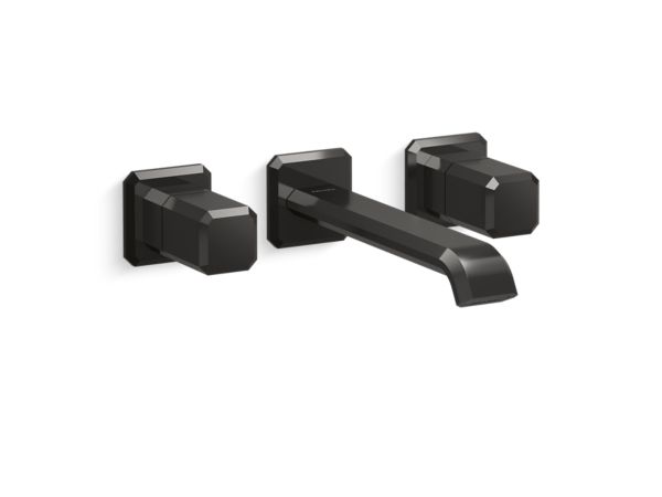Kallista - Bezel Wall Mount Widespread Sink Faucet, Elongated Spout