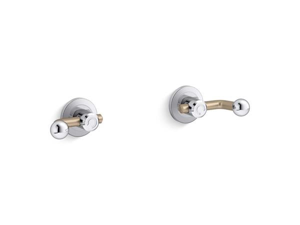 Kallista - Vice Wall-Mount Bath Faucet Crank Handles - Brushed Broze/Polished Chrome