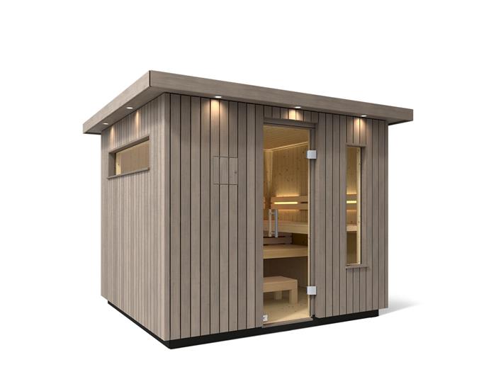 Kohler - C2 Outdoor Sauna, Large - Weathered Grey Spruce Ext/Spruce Int