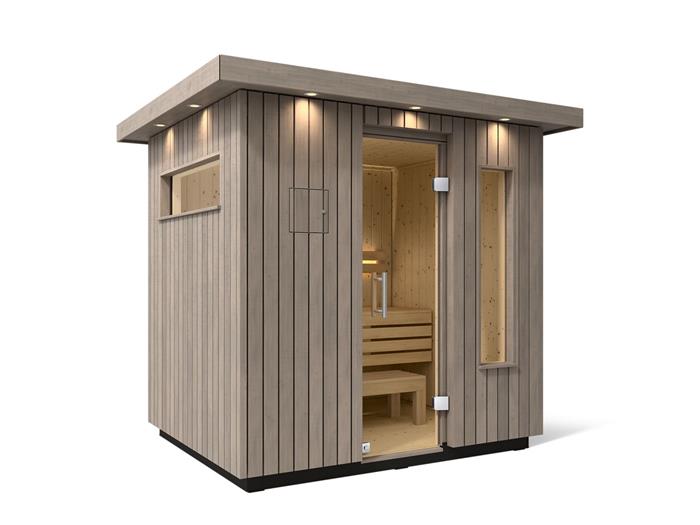 Kohler - C2 Outdoor Sauna, Small - Weathered Grey Spruce Ext/Spruce Int