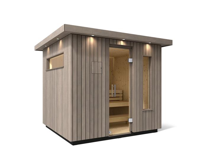 Kohler - C2 Outdoor Sauna, Medium - Weathered Grey Spruce Ext/Spruce Int