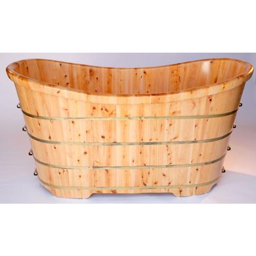 Alfi - 63 Inch Free Standing Cedar Wooden Bathtub
