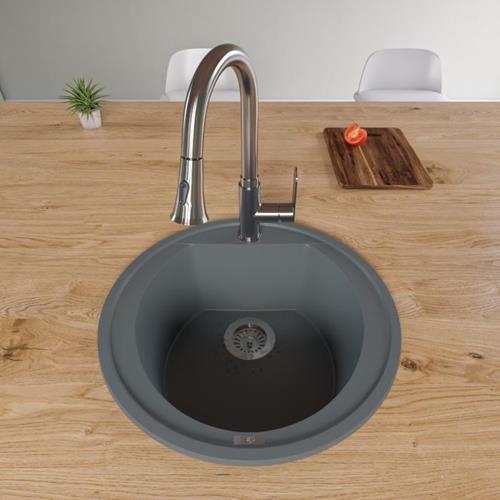 Alfi - 20 Inch Drop-In Round Granite Composite Kitchen Prep Sink