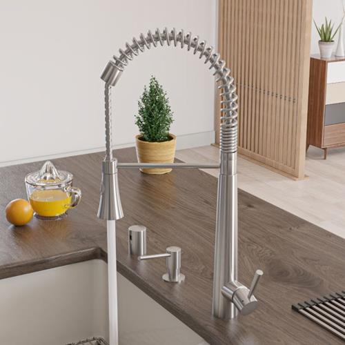 Alfi - Solid Stainless Steel Commercial Spring Kitchen Faucet